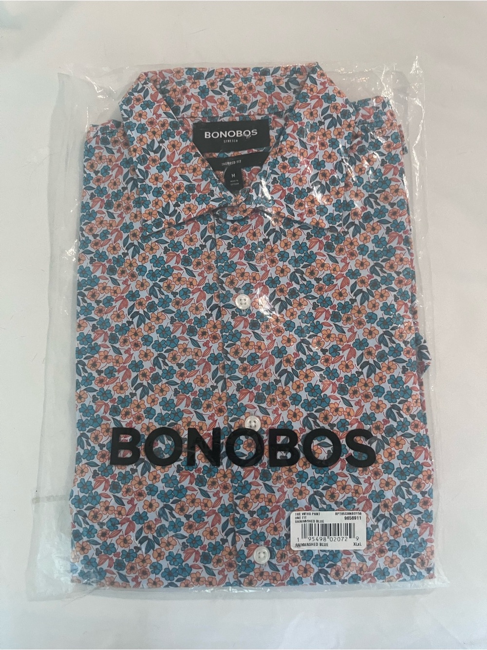 Bonobos Floral Button-Down Shirt in Blue and Rust